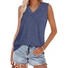 image:imageWIHOLL Tank Tops for Women Summer V Neck T Shirts Trendy Sleeveless Basic Tees Fashion ClothingDenim Blue