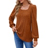 image:imageWIHOLL Tunic Tops for Women Loose Fit Long Sleeve Shirts Square Neck Tops