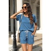 image:imageWIHOLL Two Piece Outfits for Women Lounge Sets Button Down Top and Shorts Set Sweatsuits with PocketsShort Sleeve  Blue