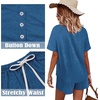 image:imageWIHOLL Two Piece Outfits for Women Lounge Sets Button Down Top and Shorts Set Sweatsuits with PocketsShort Sleeve  Blue