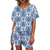 image:imageWIHOLL Two Piece Outfits for Women Lounge Sets Button Down Top and Shorts Set Sweatsuits with PocketsShort Sleeve  Blue Floral