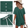 image:imageWIHOLL Two Piece Outfits for Women Lounge Sets Button Down Top and Shorts Set Sweatsuits with PocketsShort Sleeve  Dark Green