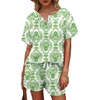 image:imageWIHOLL Two Piece Outfits for Women Lounge Sets Button Down Top and Shorts Set Sweatsuits with PocketsShort Sleeve  Green Floral