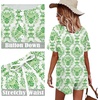 image:imageWIHOLL Two Piece Outfits for Women Lounge Sets Button Down Top and Shorts Set Sweatsuits with PocketsShort Sleeve  Green Floral