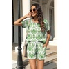 image:imageWIHOLL Two Piece Outfits for Women Lounge Sets Button Down Top and Shorts Set Sweatsuits with PocketsShort Sleeve  Green Floral