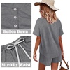 image:imageWIHOLL Two Piece Outfits for Women Lounge Sets Button Down Top and Shorts Set Sweatsuits with PocketsShort Sleeve  Grey
