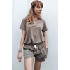 image:imageWIHOLL Two Piece Outfits for Women Lounge Sets Button Down Top and Shorts Set Sweatsuits with PocketsShort Sleeve  Khaki