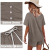 image:imageWIHOLL Two Piece Outfits for Women Lounge Sets Button Down Top and Shorts Set Sweatsuits with PocketsShort Sleeve  Khaki