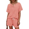 image:imageWIHOLL Two Piece Outfits for Women Lounge Sets Button Down Top and Shorts Set Sweatsuits with PocketsShort Sleeve  Orange