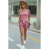 image:imageWIHOLL Two Piece Outfits for Women Lounge Sets Button Down Top and Shorts Set Sweatsuits with PocketsShort Sleeve  Pink