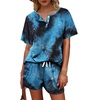 image:imageWIHOLL Two Piece Outfits for Women Lounge Sets Button Down Top and Shorts Set Sweatsuits with PocketsShort Sleeve  Tie Dye Blue
