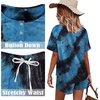 image:imageWIHOLL Two Piece Outfits for Women Lounge Sets Button Down Top and Shorts Set Sweatsuits with PocketsShort Sleeve  Tie Dye Blue