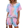 image:imageWIHOLL Two Piece Outfits for Women Lounge Sets Button Down Top and Shorts Set Sweatsuits with PocketsShort Sleeve  Tie Dye Pink