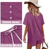 image:imageWIHOLL Two Piece Outfits for Women Lounge Sets Button Down Top and Shorts Set Sweatsuits with PocketsShort Sleeve  Violet