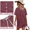 image:imageWIHOLL Two Piece Outfits for Women Lounge Sets Button Down Top and Shorts Set Sweatsuits with PocketsShort Sleeve Dark Red