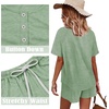 image:imageWIHOLL Two Piece Outfits for Women Lounge Sets Button Down Top and Shorts Set Sweatsuits with PocketsShort Sleeve Light Green