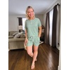 image:imageWIHOLL Two Piece Outfits for Women Lounge Sets Button Down Top and Shorts Set Sweatsuits with PocketsShort Sleeve Light Green