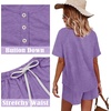 image:imageWIHOLL Two Piece Outfits for Women Lounge Sets Button Down Top and Shorts Set Sweatsuits with PocketsShort Sleeve Mauve