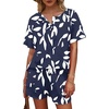 image:imageWIHOLL Two Piece Outfits for Women Lounge Sets Button Down Top and Shorts Set Sweatsuits with PocketsShort Sleeve Navy Blue Floral