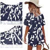 image:imageWIHOLL Two Piece Outfits for Women Lounge Sets Button Down Top and Shorts Set Sweatsuits with PocketsShort Sleeve Navy Blue Floral