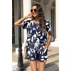 image:imageWIHOLL Two Piece Outfits for Women Lounge Sets Button Down Top and Shorts Set Sweatsuits with PocketsShort Sleeve Navy Blue Floral