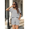 image:imageWIHOLL Two Piece Outfits for Women Lounge Sets Button Down Top and Shorts Set Sweatsuits with PocketsShort Sleeve Striped Black