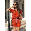 image:imageWIHOLL Two Piece Outfits for Women Lounge Sets Button Down Top and Shorts Set Sweatsuits with PocketsShort Sleeve Tie Dye Red