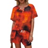 image:imageWIHOLL Two Piece Outfits for Women Lounge Sets Button Down Top and Shorts Set Sweatsuits with PocketsShort Sleeve Tie Dye Red