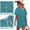 image:imageWIHOLL Two Piece Outfits for Women Lounge Sets Button Down Top and Shorts Set Sweatsuits with PocketsShort Sleeve Turquoise