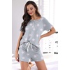 image:imageWIHOLL Two Piece Outfits for Women Lounge Sets Button Down Top and Shorts Set Sweatsuits with PocketsStar Printgrey