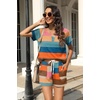 image:imageWIHOLL Two Piece Outfits for Women Lounge Sets Button Down Top and Shorts Set Sweatsuits with PocketsStriped Orange