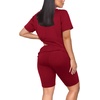 image:imageWIHOLL Two Piece Outfits for Women Short Sleeve V Neck Biker Shorts Set 20261wine Red