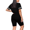 image:imageWIHOLL Two Piece Outfits for Women Short Sleeve V Neck Biker Shorts Set 20263black