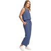 image:imageWIHOLL Two Piece Set for Women Summer Outfits Vacation Lounge Sets Round Neck Matching Sets Wide Leg Crop PantsBlue