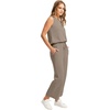image:imageWIHOLL Two Piece Set for Women Summer Outfits Vacation Lounge Sets Round Neck Matching Sets Wide Leg Crop PantsCoffee