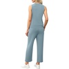 image:imageWIHOLL Two Piece Set for Women Summer Outfits Vacation Lounge Sets Round Neck Matching Sets Wide Leg Crop PantsLight Blue