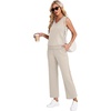 image:imageWIHOLL Two Piece Set for Women Summer Outfits Vacation Trendy Lounge Sets V Neck Matching SetsBeige