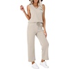 image:imageWIHOLL Two Piece Set for Women Summer Outfits Vacation Trendy Lounge Sets V Neck Matching SetsBeige