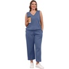 image:imageWIHOLL Two Piece Set for Women Summer Outfits Vacation Trendy Lounge Sets V Neck Matching SetsBlue