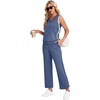 image:imageWIHOLL Two Piece Set for Women Summer Outfits Vacation Trendy Lounge Sets V Neck Matching SetsBlue