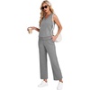 image:imageWIHOLL Two Piece Set for Women Summer Outfits Vacation Trendy Lounge Sets V Neck Matching SetsGrey