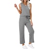 image:imageWIHOLL Two Piece Set for Women Summer Outfits Vacation Trendy Lounge Sets V Neck Matching SetsGrey