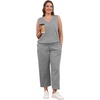 image:imageWIHOLL Two Piece Set for Women Summer Outfits Vacation Trendy Lounge Sets V Neck Matching SetsGrey