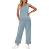 image:imageWIHOLL Two Piece Set for Women Summer Outfits Vacation Trendy Lounge Sets V Neck Matching SetsLight Blue