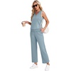 image:imageWIHOLL Two Piece Set for Women Summer Outfits Vacation Trendy Lounge Sets V Neck Matching SetsLight Blue