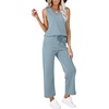 image:imageWIHOLL Two Piece Set for Women Summer Outfits Vacation Trendy Lounge Sets V Neck Matching SetsLight Blue