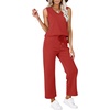 image:imageWIHOLL Two Piece Set for Women Summer Outfits Vacation Trendy Lounge Sets V Neck Matching SetsRed