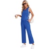 image:imageWIHOLL Two Piece Set for Women Summer Outfits Vacation Trendy Lounge Sets V Neck Matching SetsRoyal Blue