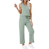 image:imageWIHOLL Two Piece Set for Women Summer Outfits Vacation Trendy Lounge Sets V Neck Matching SetsSage Green