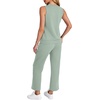 image:imageWIHOLL Two Piece Set for Women Summer Outfits Vacation Trendy Lounge Sets V Neck Matching SetsSage Green
